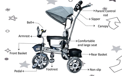 Baby Cycle For Kids | Age 1-5 Years | Dash Hexa Super Tricycle