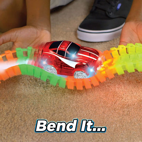 GAMING Magic Race Car With 220 Bend Flex And Glow Tracks,Plastic Magic 11 Feet Long Flexible Tracks Car Play Set For Kids (Multicolour) | INT457	GLOW TRACK 220P THE CAR KIPA