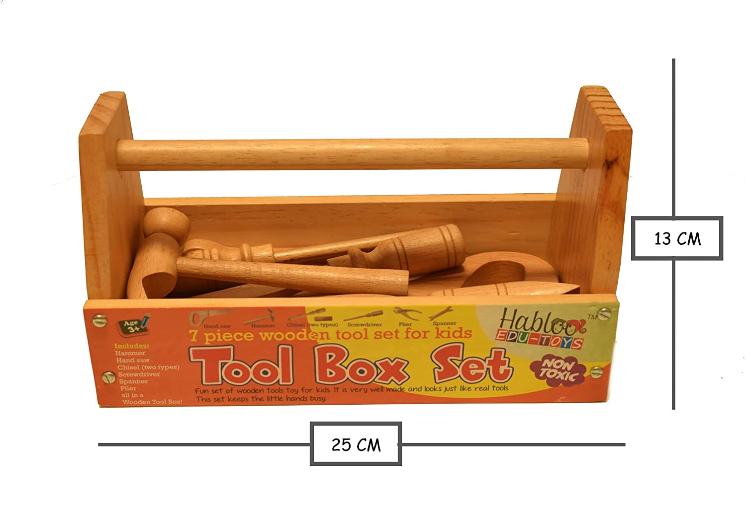 Wooden Tool Box Set of 7 Piece (Hammer, Hand Saw, Chisel – 2 Types, Sc ...