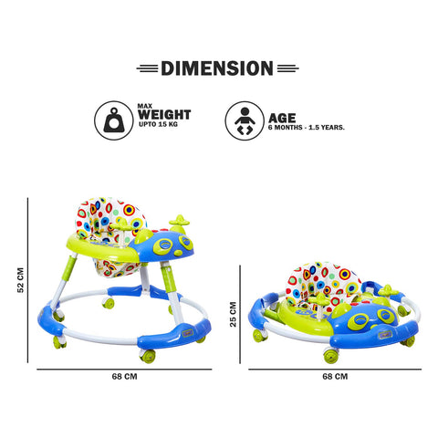Kitty Baby Walker with Music with Rotation Wheels & High Back Rest