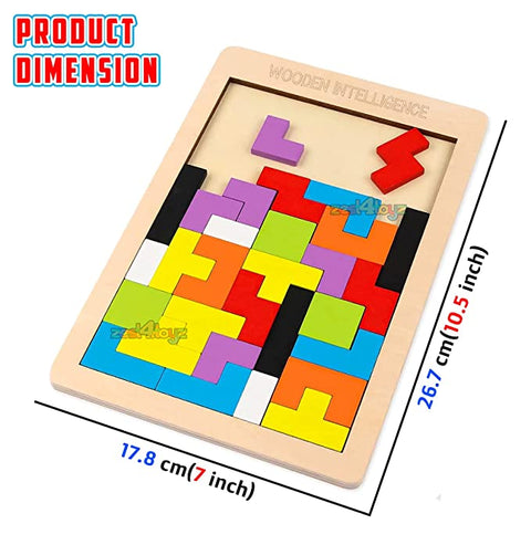 Russian Blocks Board Puzzle Multicolour - 40 Pieces | WT-MWZ-601 RUSSIAN BLOCK WOOD