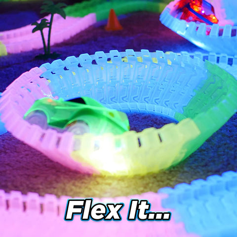 GAMING Magic Race Car With 220 Bend Flex And Glow Tracks,Plastic Magic 11 Feet Long Flexible Tracks Car Play Set For Kids (Multicolour) | INT457	GLOW TRACK 220P THE CAR KIPA