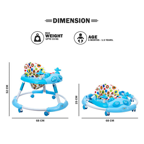 Kitty Baby Walker with Music with Rotation Wheels & High Back Rest
