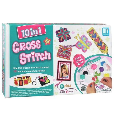 Plastic and Wool Cross Stitch Craft Kit Game (Multicolour), 10 in (ET175) | LOEK-317