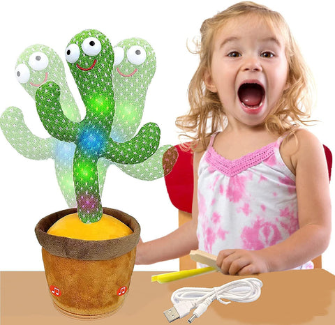 Dancing Cactus Talking Plush Toy with Singing & Recording Function - Repeat What You Say - Rechargeable Cable | LOL008	DANCING CACTUS