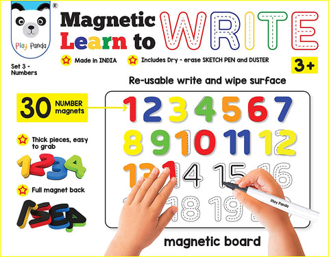 Magnetic Learn to Write Numbers - Includes Write and Wipe Magnetic Board, 30 Number| LONMAGLTW