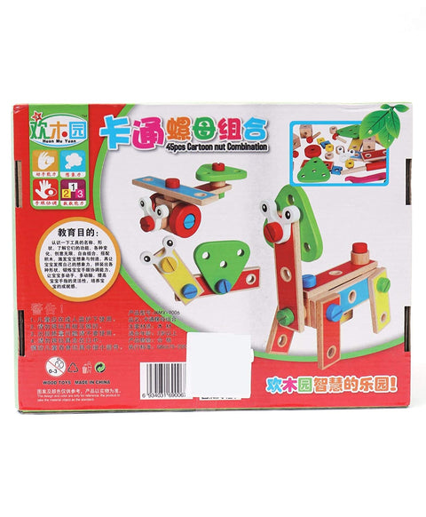 3 in 1 Wooden Vehicle Building Blocks Multi Color - 45 Pieces | WOODMAN 45PCS CARTO