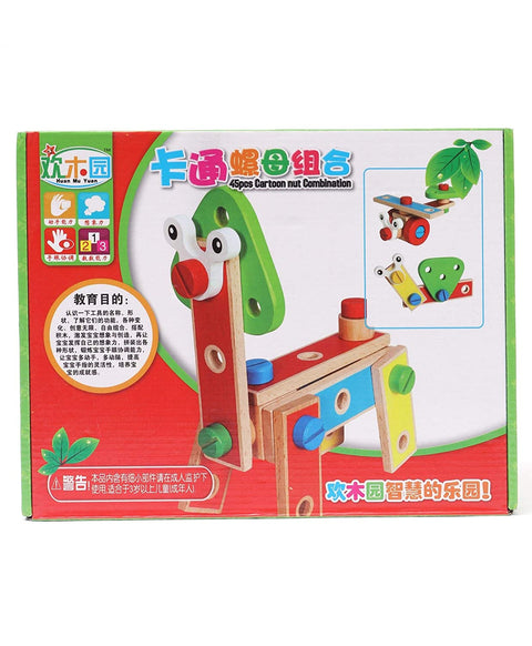 3 in 1 Wooden Vehicle Building Blocks Multi Color - 45 Pieces | WOODMAN 45PCS CARTO