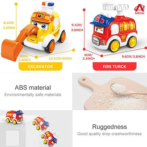 Unbreakable Friction Powered Cute Design | LO901-2 PRESS & GO FIRE TRUCK 10 PCS