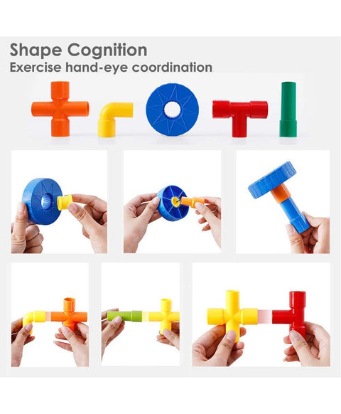 Building Blocks Pipes Puzzle Set Multicolor | INT455	PIPE BUILDING PUZZLE 90P