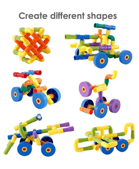 Building Blocks Pipes Puzzle Set Multicolor | INT455	PIPE BUILDING PUZZLE 90P