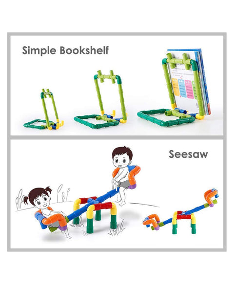 Building Blocks Pipes Puzzle Set Multicolor | INT455	PIPE BUILDING PUZZLE 90P