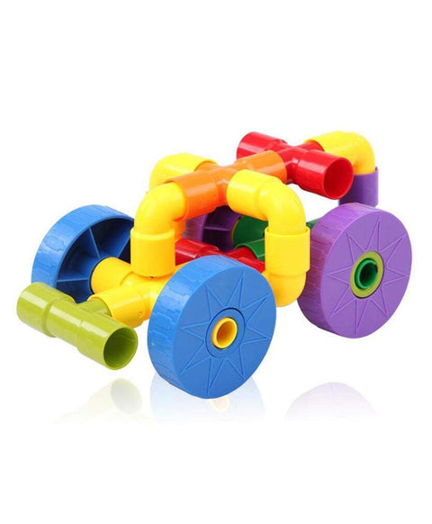 Building Blocks Pipes Puzzle Set Multicolor | INT455	PIPE BUILDING PUZZLE 90P