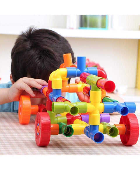 Building Blocks Pipes Puzzle Set Multicolor | INT455	PIPE BUILDING PUZZLE 90P