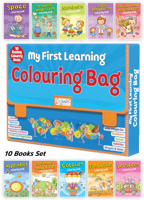 My First Learning Activity Bag - Set of 10 Exciting Activity Books Product Bundle | INT406	MY FIRST LEARNING COLOURING BAG