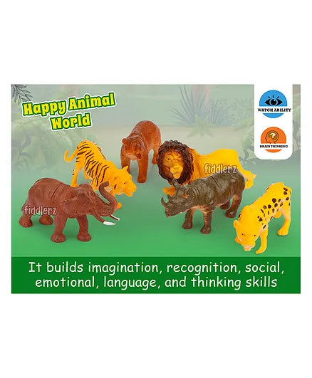 Wild Animals Toys Pack of 6 (Color & Design May Vary)