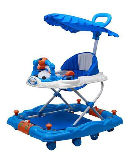 Baby Walker 6-18 Months Learn To Walk With Height Adjustable Light and Music Attractive Colours For Baby Boy and Girl LB WITH HOOD