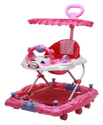 Baby Walker 6-18 Months Learn To Walk With Height Adjustable Light and Music Attractive Colours For Baby Boy and Girl LB WITH HOOD
