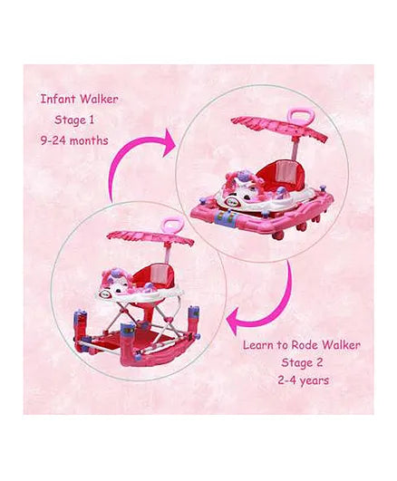 Baby Walker 6-18 Months Learn To Walk With Height Adjustable Light and Music Attractive Colours For Baby Boy and Girl LB WITH HOOD