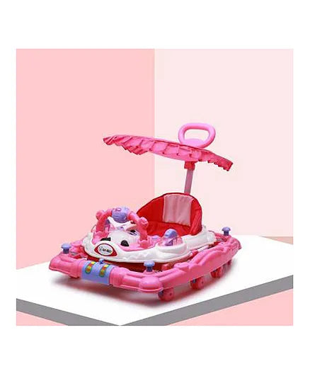 Baby Walker 6-18 Months Learn To Walk With Height Adjustable Light and Music Attractive Colours For Baby Boy and Girl LB WITH HOOD