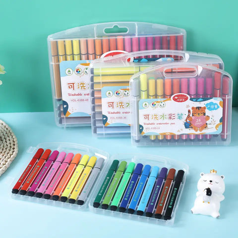 48 colors Kids Drawing Paint Water Color Pens Set Students Stationery Big Capacity Triangle Washable Watercolor Pen | WASHABLE WATERCOLOUR PEN