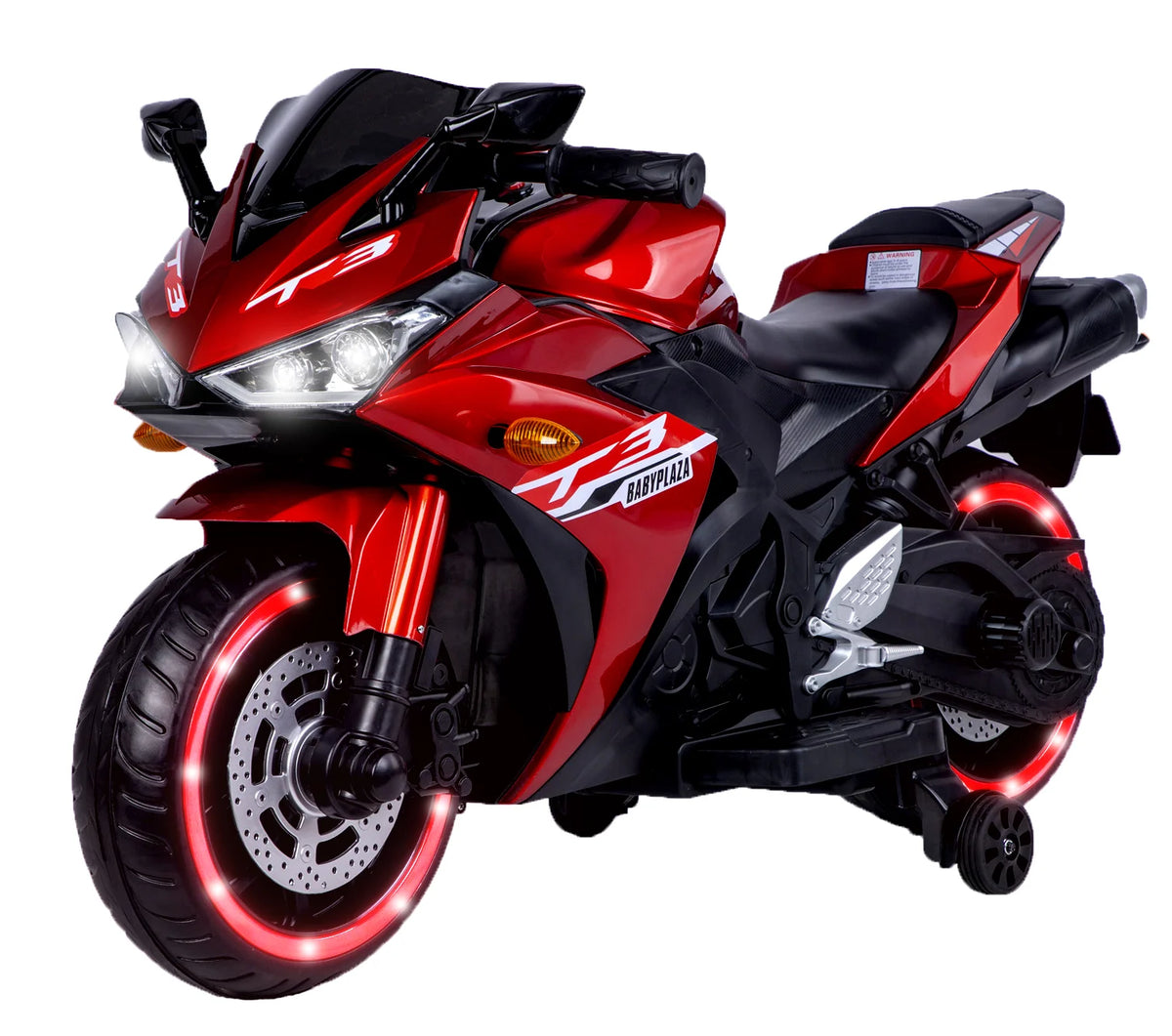 Electric Motorcycle with Training Wheels, Light Wheels ,Ride On Motorb ...
