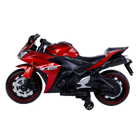 Electric Motorcycle with Training Wheels, Light Wheels ,Ride On Motorbike, Speed by Hand, Music Function | R6 BIKE PAINTED