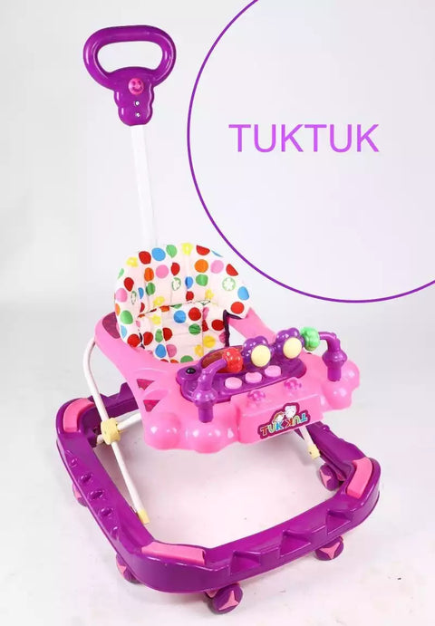 Baby Walker With Height Adjustable And Parental Handle With Lights And Music Tuk Tuk Walker