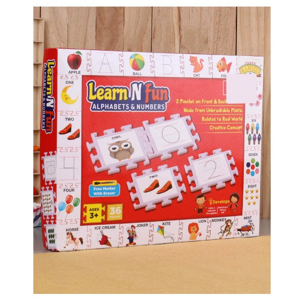 Learn n Fun Alphabets & Numbers Plastic Puzzle - 36 Pieces | INT083 LE ...