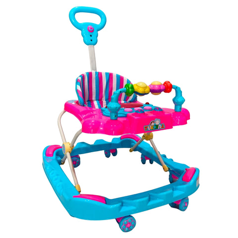 Baby Walker With Height Adjustable And Parental Handle With Lights And Music Tuk Tuk Walker