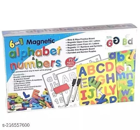 Magnetic Learning and Play Alphabet, 123, letters kit for Kids, Write and Wipe Practice Board, ABC Puzzle | INT412