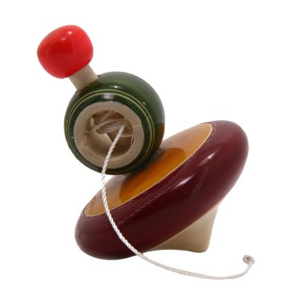 Kids Hand Spinning Wooden Tops Toys  | Reversible Spinning Top And Spinner With String | WDT66-06  ( ASSORTED PACK OF 1 )