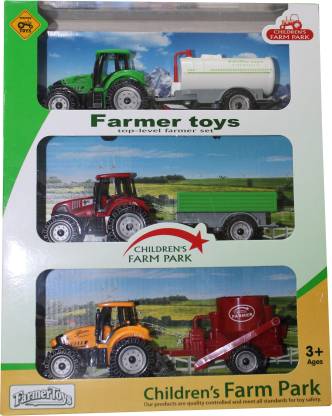 Farmer Set Tractor Toy with Trolley Mixer and Water Milk Tanker Friction Power | LORS5028 F/W 3 PCS FARM SET