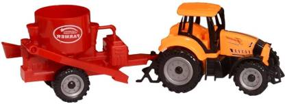 Farmer Set Tractor Toy with Trolley Mixer and Water Milk Tanker Friction Power | LORS5028 F/W 3 PCS FARM SET
