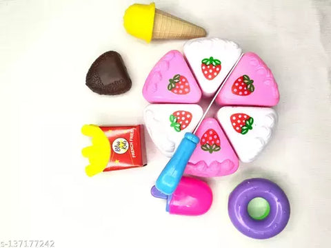 Cake Cutting Toy Set Pretend Play Tray | CAKE AND ICECREAM SET