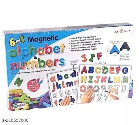 Magnetic Learning and Play Alphabet, 123, letters kit for Kids, Write and Wipe Practice Board, ABC Puzzle | INT412