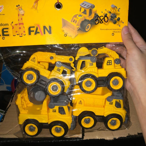 Construction Vehicles Set, 4 Pack DIY Take Apart Toys Construction Trucks with 1 Screwdriver Tools, Kids Building Cars Birthday for Boys Toddlers 3,4,5,6,7 Year Olds. Yellow | TRUCK 4 PSC SET