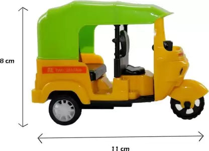 Plastic Auto Rickshaw Toy with Pull Back action - 3 Wheel Tricycle Toy Auto Toy - 1 PC Scooter Toy   | ZC3088	PULLBACK RIKSHA 12PCS